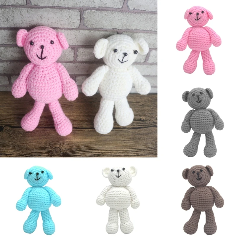 Little Handmade Stuffed Bear Crochet Wool for Doll Pendant Interactive Toy for Baby Emotion Smooth Office Car Supplies