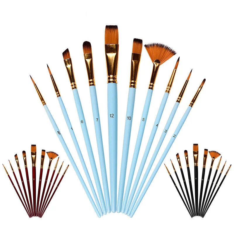 10pcs two color nylon brush combination set watercolor brush