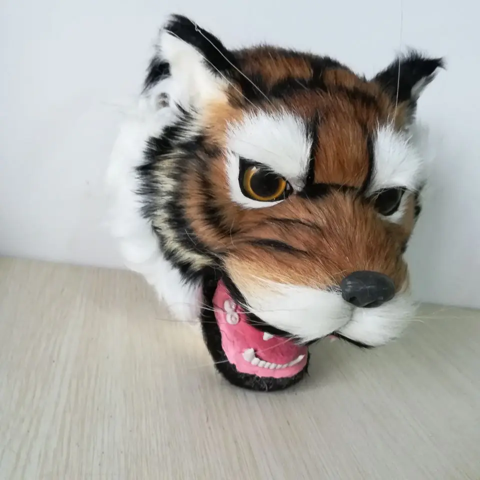 simulation tiger head about 22x20cm hard model polyethylene&furs tiger wall pandent handicraft home decoration toy gift w7016