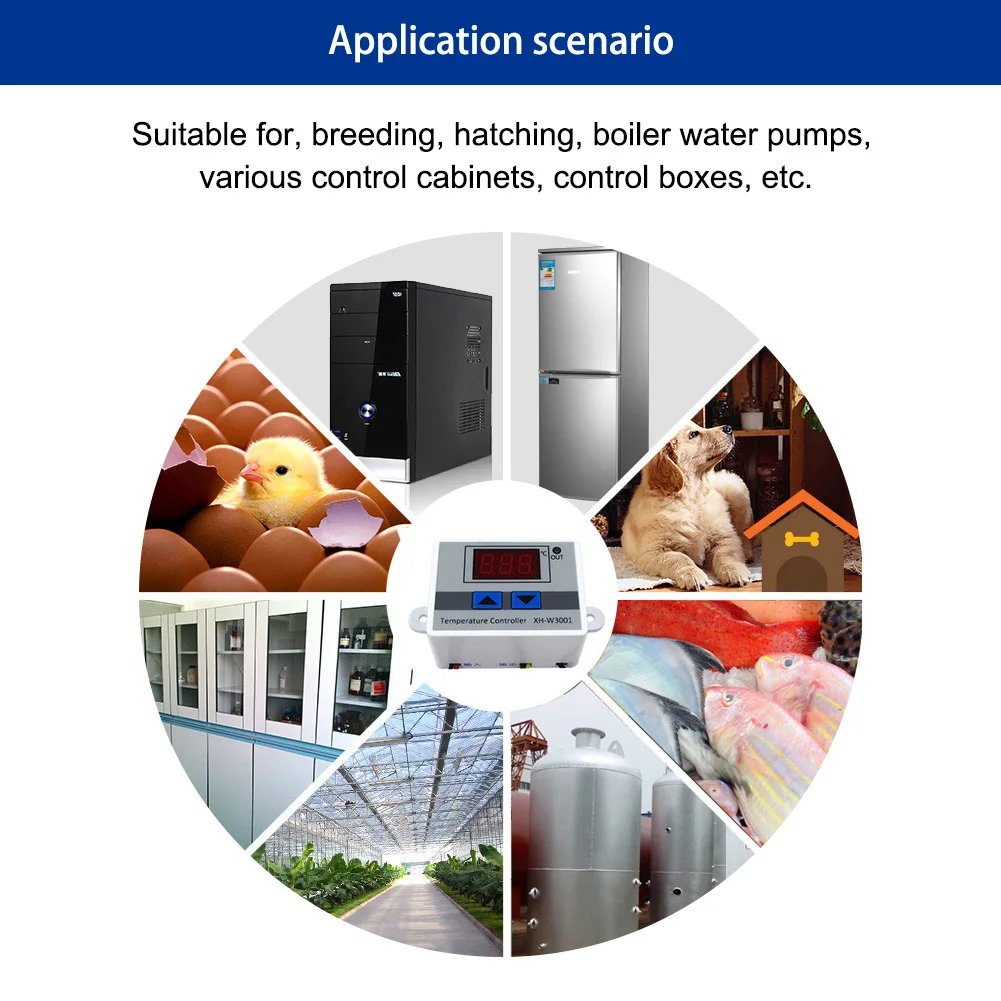 XH-W3001 Pengontrol Suhu Digital-50 ℃ ~ 110 ℃ Kontrol Termostat Pemanas Pendingin Probe Tahan Air 220V untuk Penetasan Pemuliaan