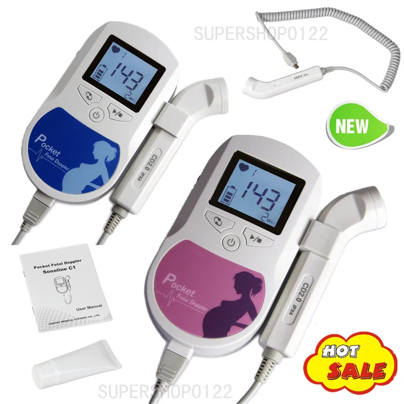 CONTEC Baby Sound C C1 Fetal Doppler Monitor Baby Fetal Heart Beat Monitor Probe 2Mhz 3mhz 8Mhz Probe Portable Home