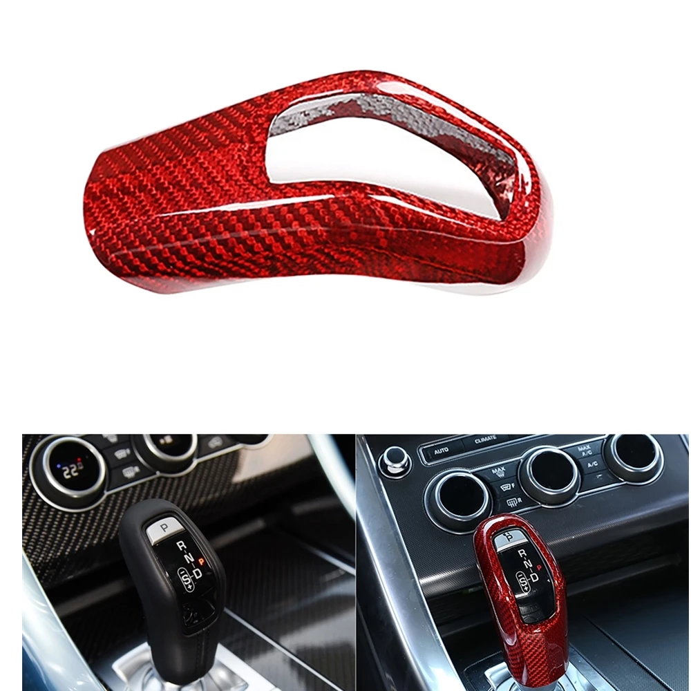 For Land Rover Range Rover Sport 2014-2017 Carbon Fiber Gear Shift Head Knob Cover Black/Red Shifter Lever Cap Case Accessories