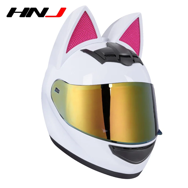 

2021 DOT Approved Send Moto Gloves And Mask Cat Ear Full Face Motorcycle Helmet Sun Visor For Adults Man Women