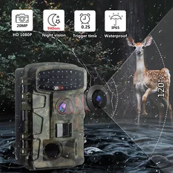 Hunting Trail Camera with Night Vision, 20MP Timelapse, 0.2S Trigger Photo Trap Camera, Hunting Wildlife Camera, 17-0013