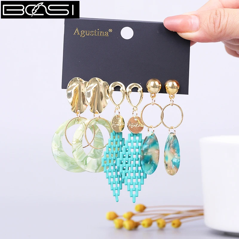 BOSI green set earrings fashion jewelry drop earrings Women long earrings 2022 bohemian simple earring girls wholesale boho kpop