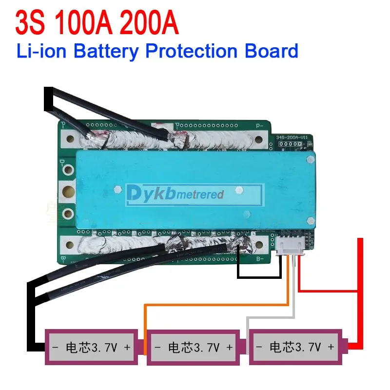 3S BMS 100A 130A 200A 260A 300A 390A 12V Li-ion Lithium Battery Protection Board Balance High Current RV Inverter CAR start