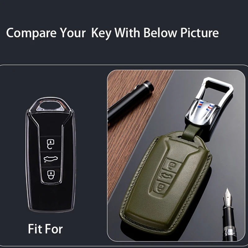 Top Layer 3D Genuine Leather Key Cover Case for Volkswagen Vw Touareg 2020 2019 2018 Car Key Bag/case Wallet Holder Key Chains