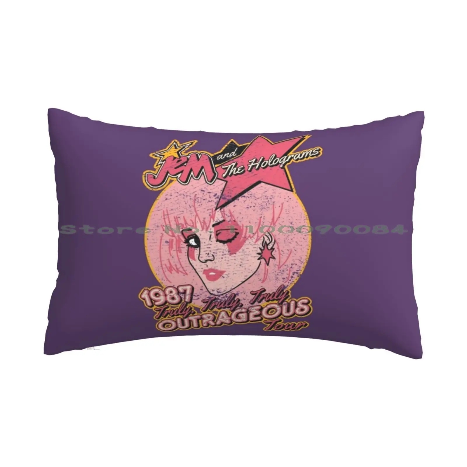 Jem And The Holograms Tour-Distressed Pillow Case 20x30 50*75 Sofa Bedroom Jem And The Holograms 80s Cartoon Concert Tour Retro