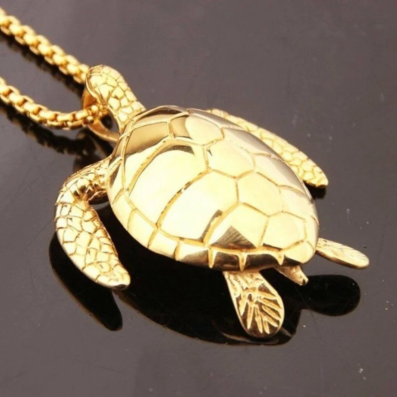 Trendy Animal Tortoise Shape Pendant Necklace Women's Necklace Fashion Metal Color Tortoise Pendant Accessories Party Jewelry