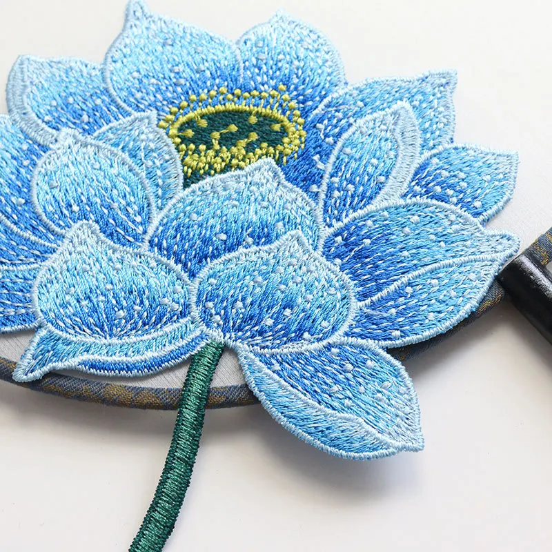 Lotus Flower Embroidered Sew on Patches for Clothing Jackets Dress Apparel Accessories Badges for Clothes Sewing Patch Applique