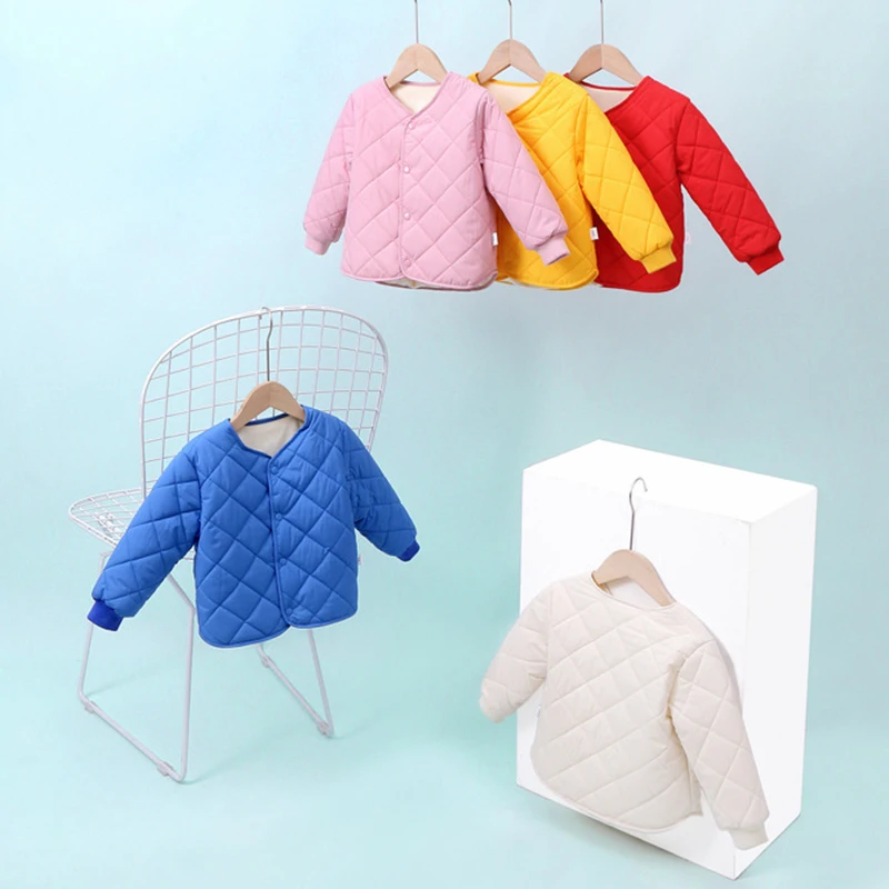 Autumn And Winter Boys Girls Jacket New Children Plus Velvet Cotton Jacket Girls Baby Thick Cotton-Padded Jacket Toddler Jacket