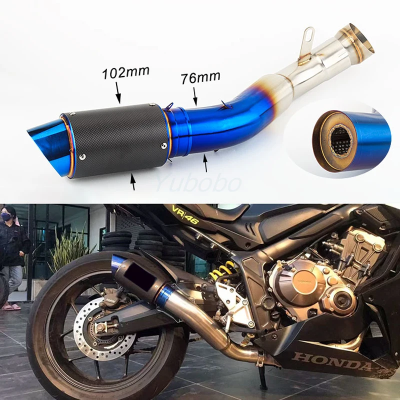 2019-2021 Slip-on Motorcycle Exhaust Pipe CB650R CBR650R CB650F Carbon Fiber Silencer System Modified Manifold Mufflers End Can