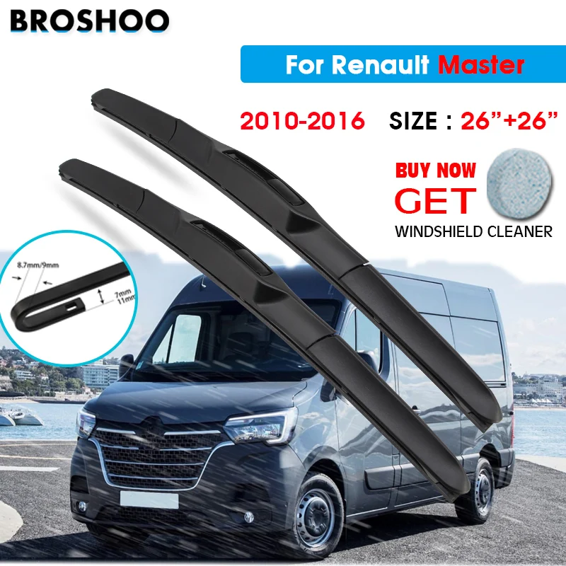 

Car Wiper Blade For Renault Master 26"+26" 2010-2016 Auto Windscreen Windshield Wipers Blades Window Wash Fit U Hook Arms