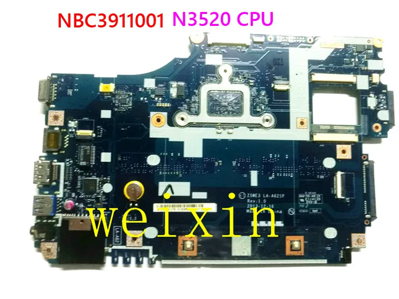 Z5WE3 LA-A621P Laptop Motherboard For Acer E1-510 DDR3 NBC3911001 NB.C3911.001 Main board SR1SE N3520 CPU 100% test good