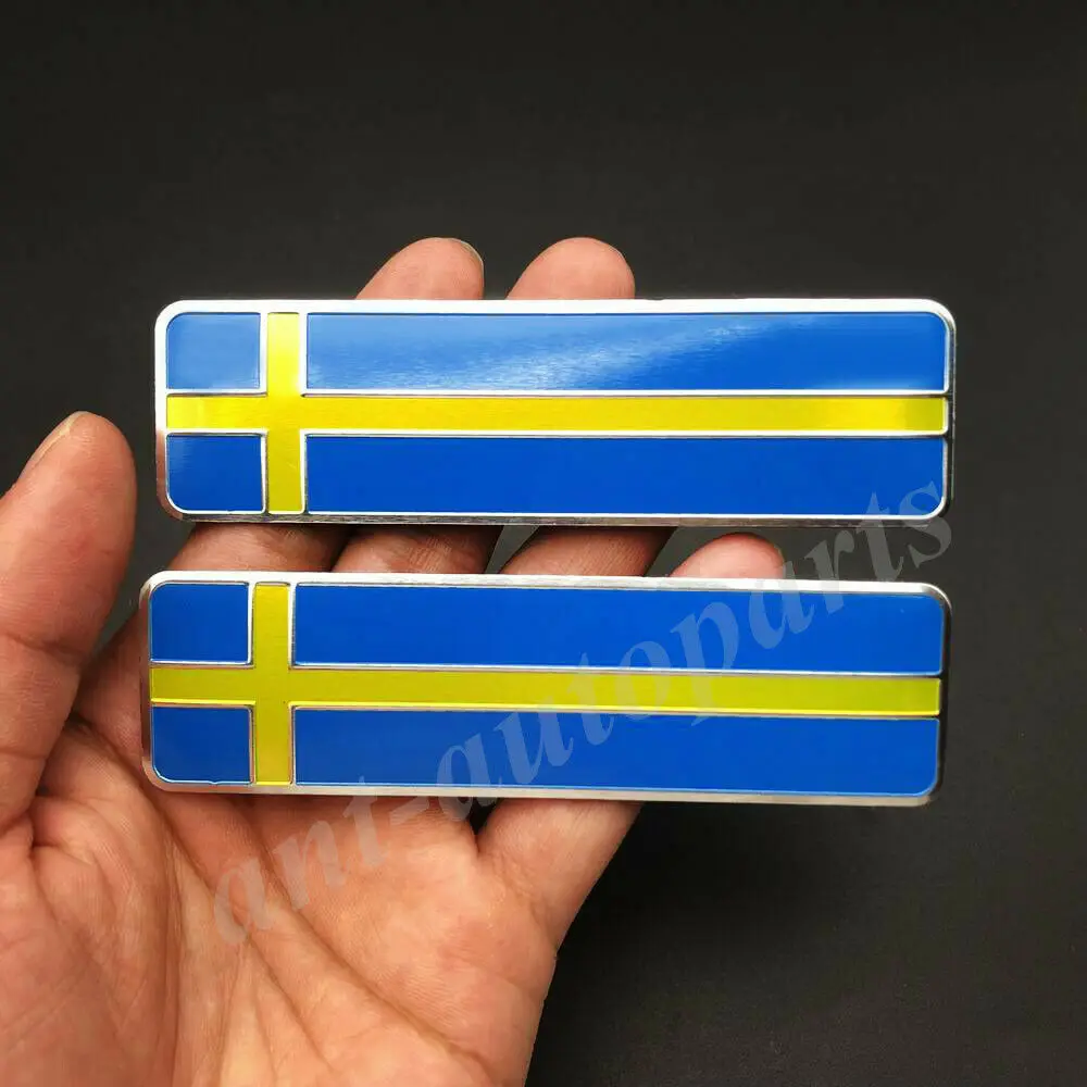 

2x Metal Sweden Flag Car Emblem Badge Gift Saab Motorcycle Sticker Fairing