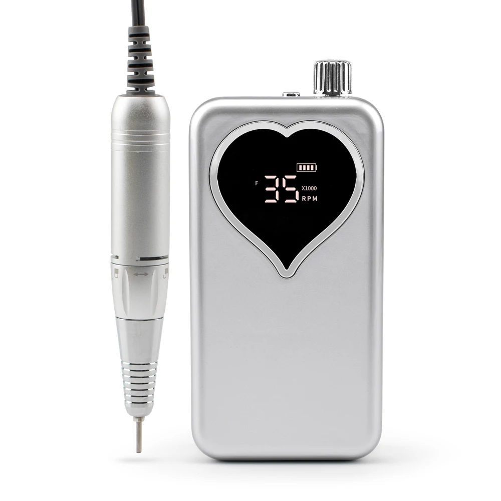 

Lovely Heart Display Screen Electric 45W Cordless Rechargeable Carbon Brush Nail Drill Machine Manicure Set Tools