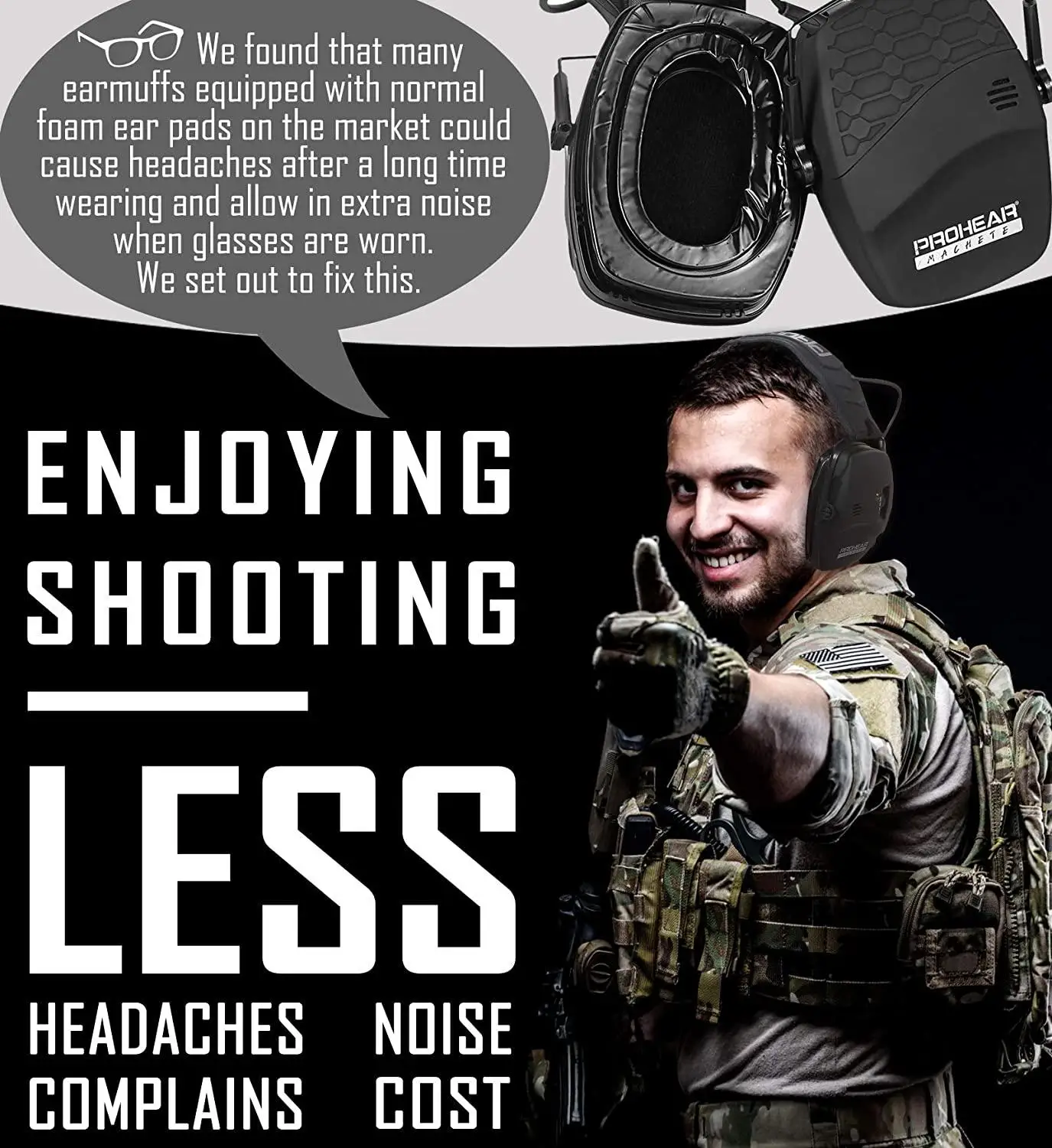 ZOHAN Electronic Shooting Headset Ear Protection Noise Reduction Headphone Sound Amplification Professional for Hunting Defender