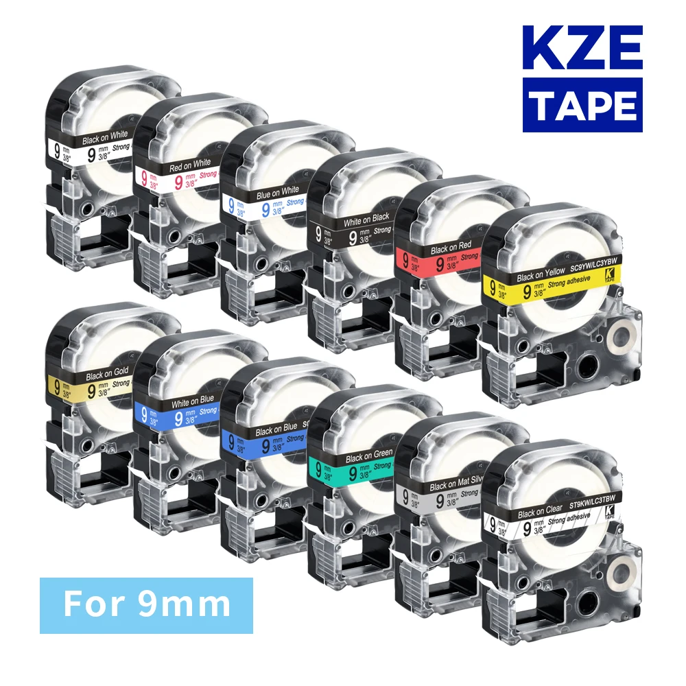 9mm 1pcs Multicolor SS9KW SC9YW SC9RW SD9K ST9KW Label Tapes for Epson Label Printer for KingJim label maker LW-300 LW400