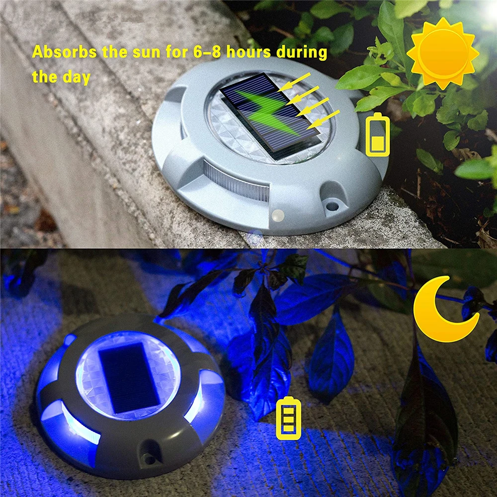 Led Solar Ground Lights Garden Stair Deck Lights Waterproof In-Ground Lamp Driveway Pathway Yard Dock Road Markers Solar Stud