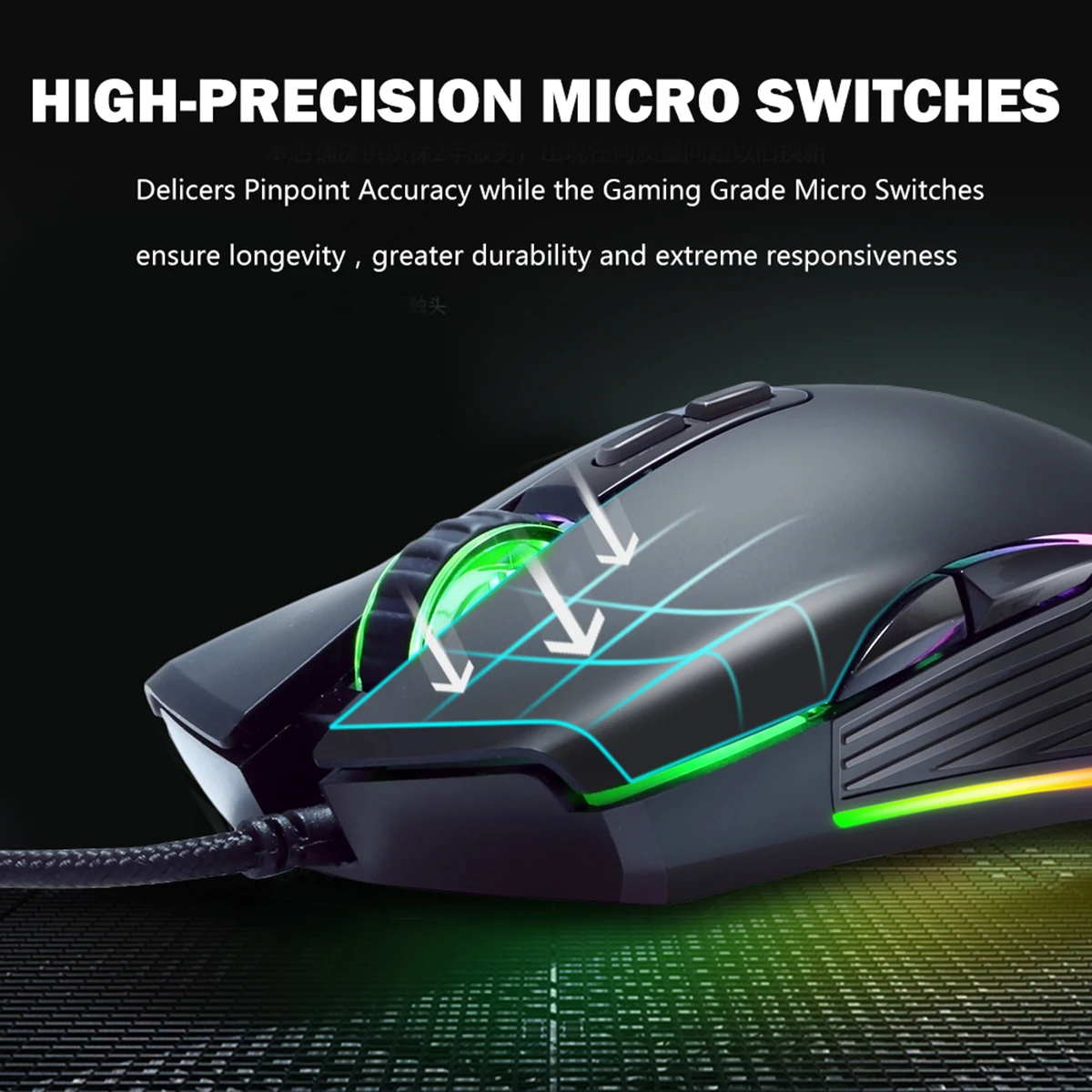 Professione Mouse da gioco cablato Mouse per Computer 7200DPI sensore ottico RGB retroilluminazione Mause per PC Laptop Gamer
