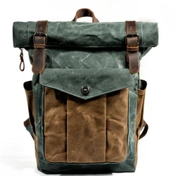 Canvas backpack men's outdoor leisure simple and practical large-capacity mountaineering bag backpack men's travel bag