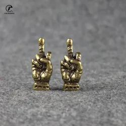 Copper Hand with Erect Middle Finger Up Statue Punk Style Vintage Brass Hand Miniature Ornaments Home Office Desk Decoration Toy