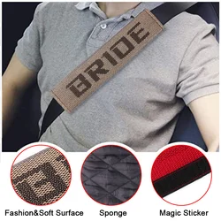 1Pair JDM Style Bride/RECARO Soft Car Seat Belt Cover Fabric Shoulder Cushion Protector Safety Belts Shoulder Pads RS-BAG042