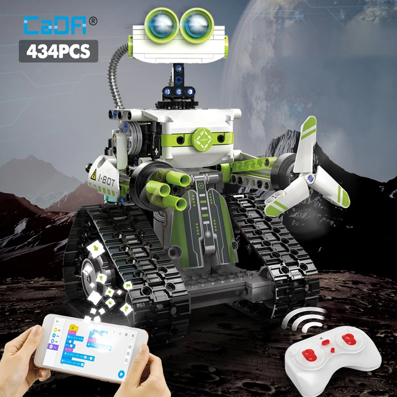 Cada 434Pcs STEM City RC Robots Building Blocks APP Programming Remote Control Robot Car Bricks Toys for Children Gift