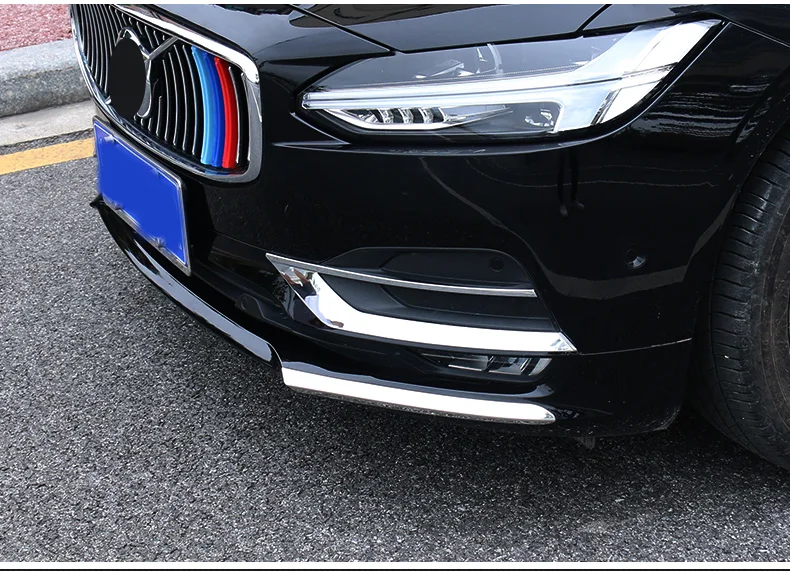 Chrom-Dekoration für Volvo S90 V90 V90CC 2016 2017 2018 2019 2020 Front-Eckleiste Glänzender Streifen Frontstoßstangen-Streifen Auto-Zubehör – Detail 17