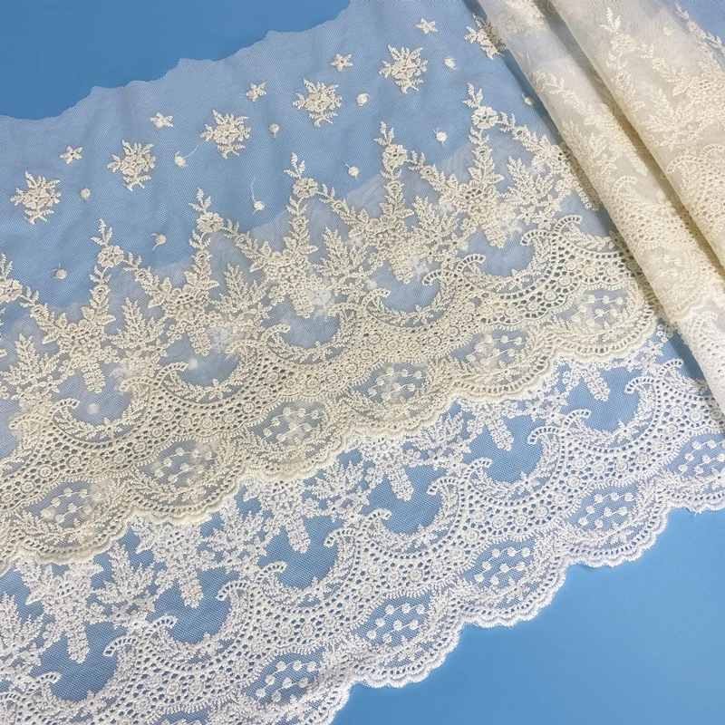 Size 1 white apricot lace lace 25 cm wide cotton embroidery sewing supplies lace decoration dress DIY clothing curtain accessori