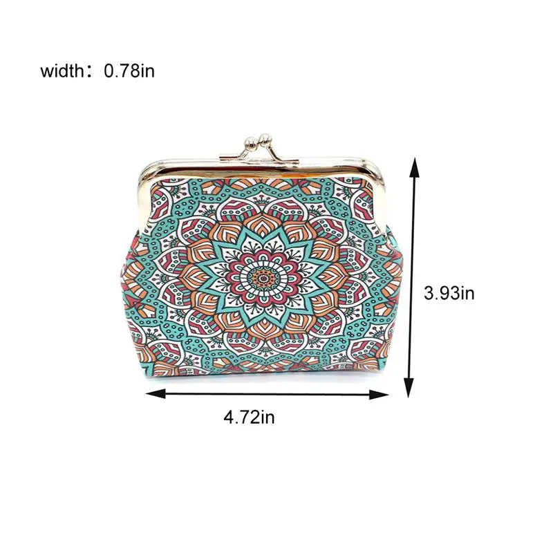 Retro Ethnic Style Printing Women's Coin Purse Geometric Mini Clasp Closure Wallet Coin Pouch Creative Pattern Bags Dropshipping image 5