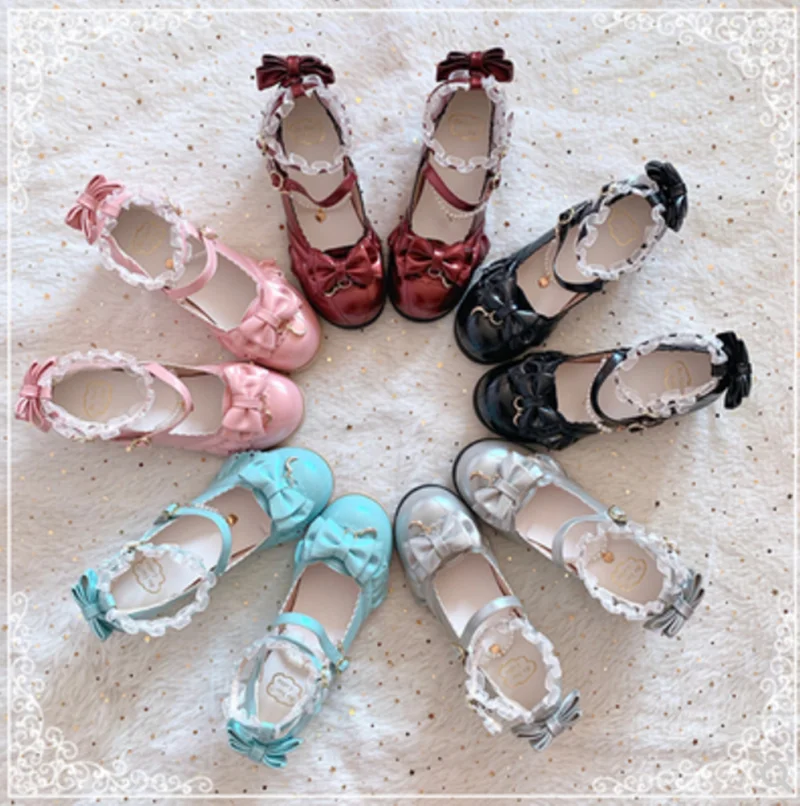 

Sweet lolita shoes tea party kawaii princess kawaii shoes vintage lace bowknot round head low heel women shoes loli cosplay cos