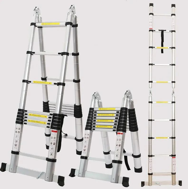 2.5M + 2.5M Herringbone Ladder Thickened Multifunctional Telescopic Ladder Engineering Ladder Portable Aluminum Alloy