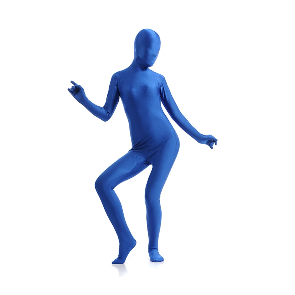 Disfraces Zentai personalizados para adultos, traje de piel de cuerpo completo, Catsuit, Disfraces de Halloween, Body con cremallera en la entrepierna, ojos abiertos, boca abierta