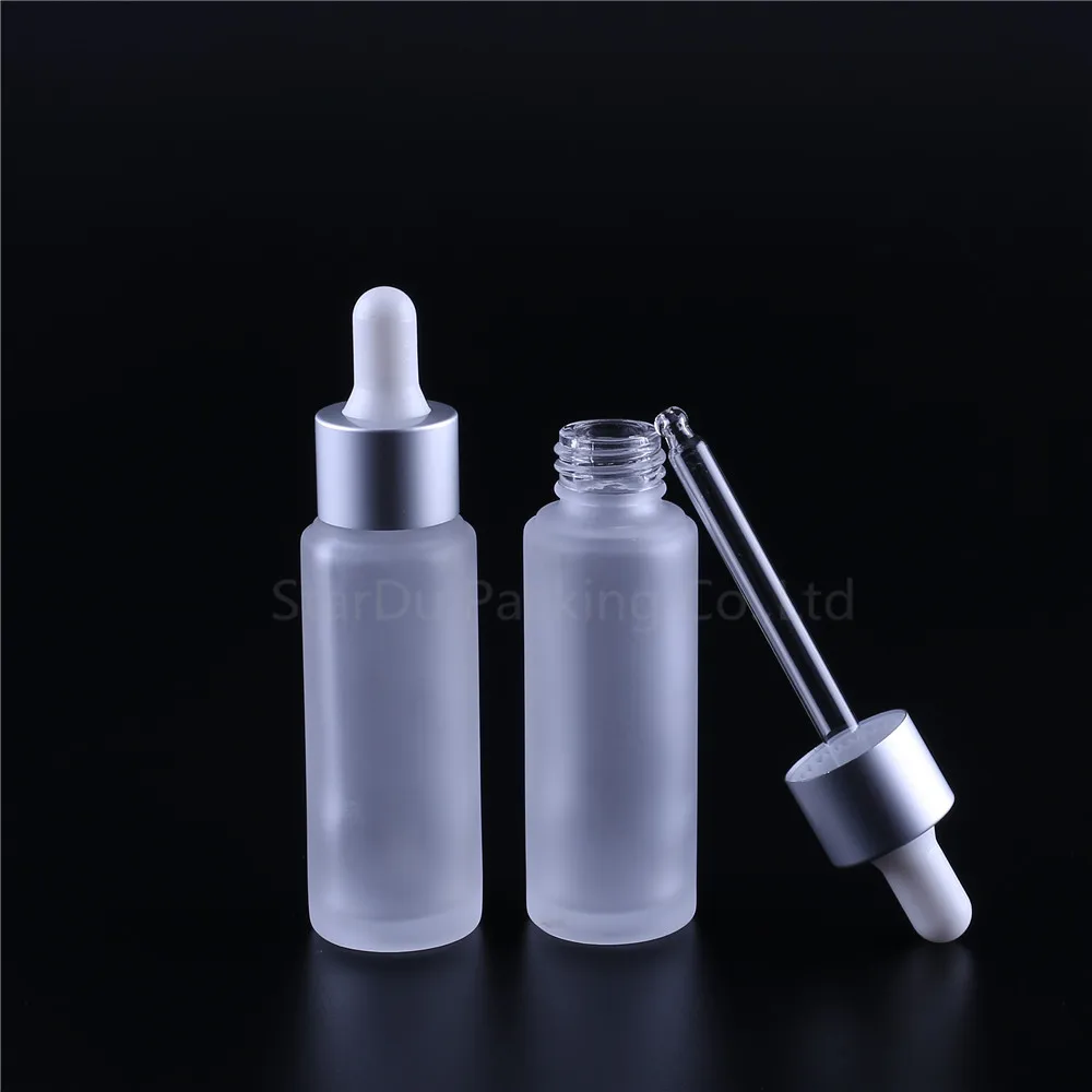 

30ML Essential Oil Bottles Transparent Frosted Glass Bottles With Glass Dropper Travel Dropper Liquid Pipette Refillable Bottles