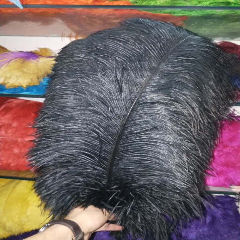 

big pole 10 PCS natural black ostrich feather 65-70 cm/26-28 inches ostrich feather for wedding decorations high quality plume