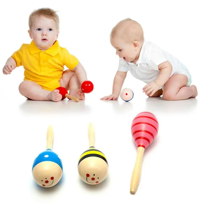 Baby Wooden Sand Hammer Wireless Instrument Toys Early Education Tool Rattle Musical Instrument Percussion Gifts for Boys Girls