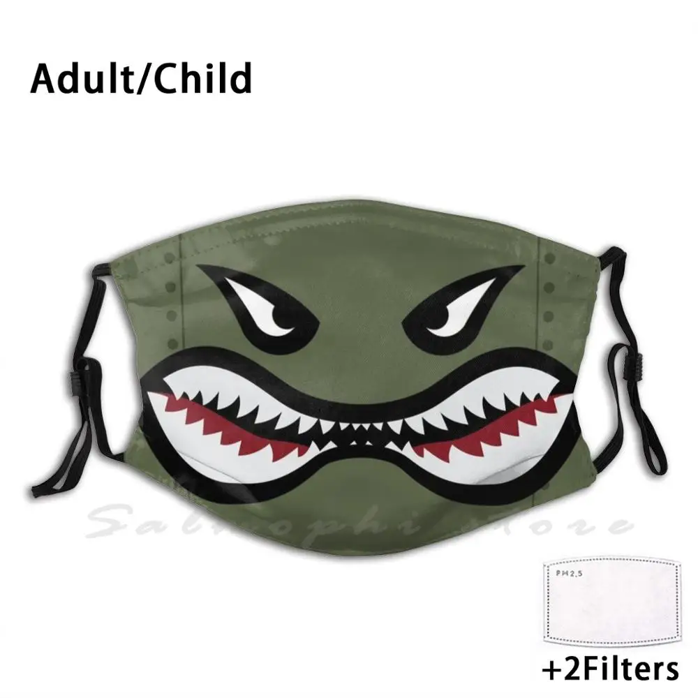 Denti di squalo! Maschera per la bocca filtro per bambini adulti fai da te Flying Tiger Airplane A10 denti di squalo Warthog