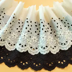 13.8cm*2Yards Embroidery Hollow Flower Cotton Lace Trims For Wedding Dress Home Textiles Clothing Accessories