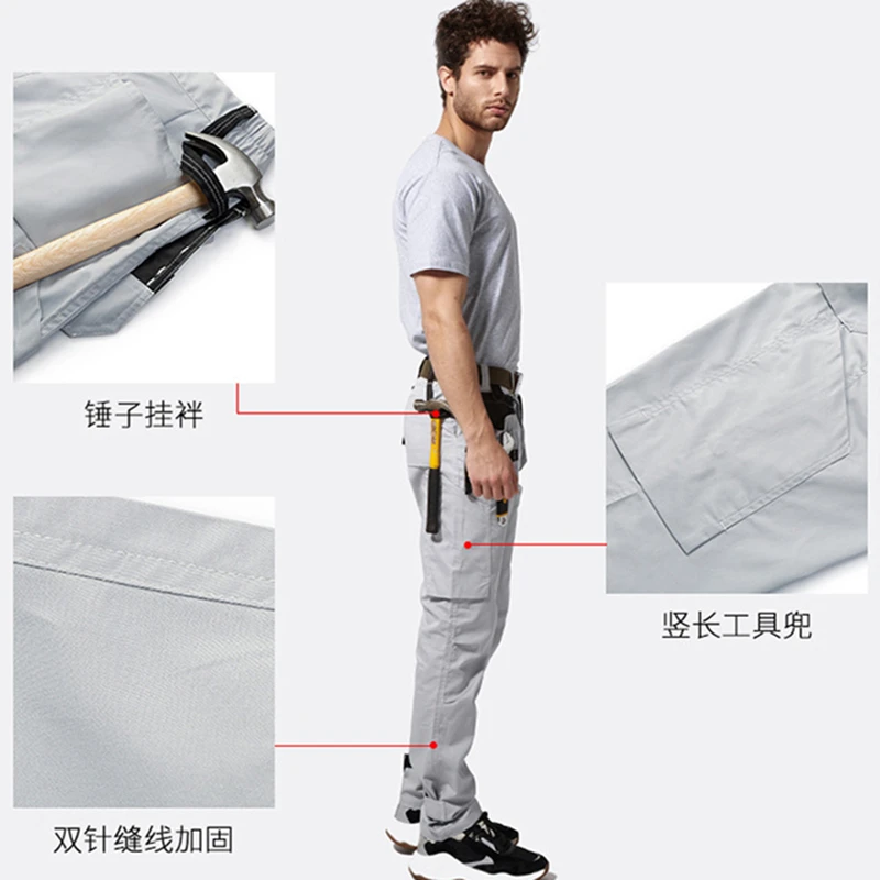 Summer Cargo Pants For Workers Multi-functional Wear-resistant Tool Trousers Factory Labor Uniforms Mechanic Tooling Overalls F3