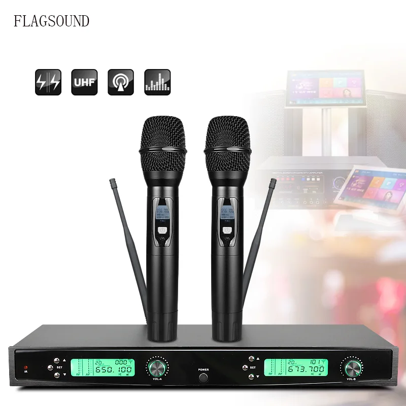 

JD-200 UHF IR Professional Wireless Microphone Karaoke Dual Handheld Microphone for Performance Stage KTV Room Mikrofon