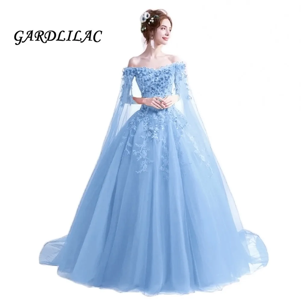 2021 Off the Shoulder Quinceanera suknie suknia balowa na 15 lat 3D kwiaty koronkowe aplikacje długa panna młoda Prom Pary suknie