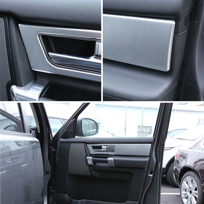 New!!4 pcs For Land Rover Discovery 4 RL4 2010-2016 ABS Black wood grain Door Inner Door Handle Panel Cover Trim Car Accessories