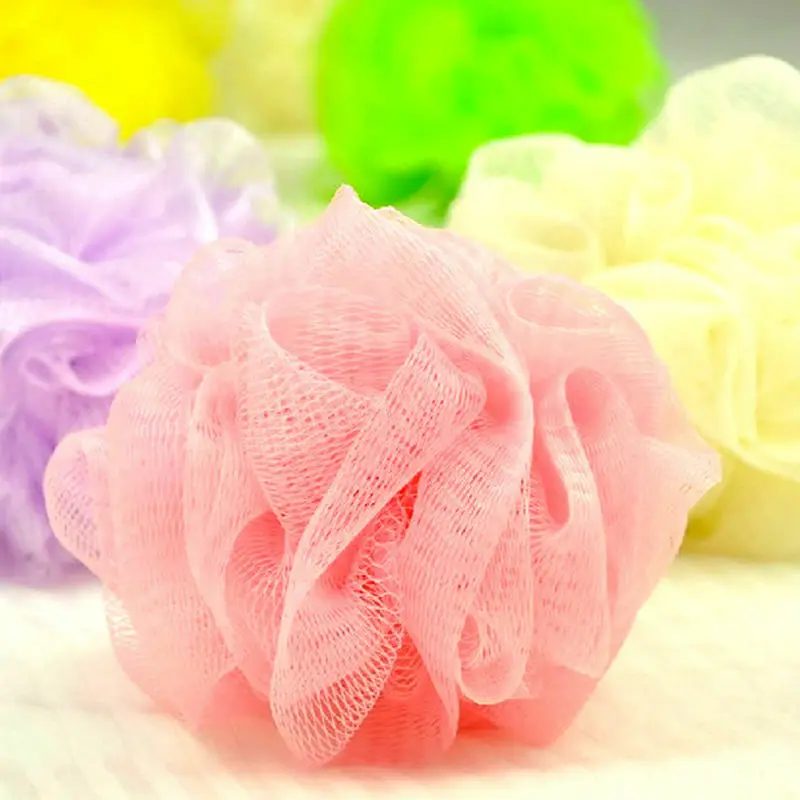 Colorful Bath Shower Soap Bubble Body Wash Exfoliate Scrub Puff Sponge Mesh Net Ball Soft Color Random