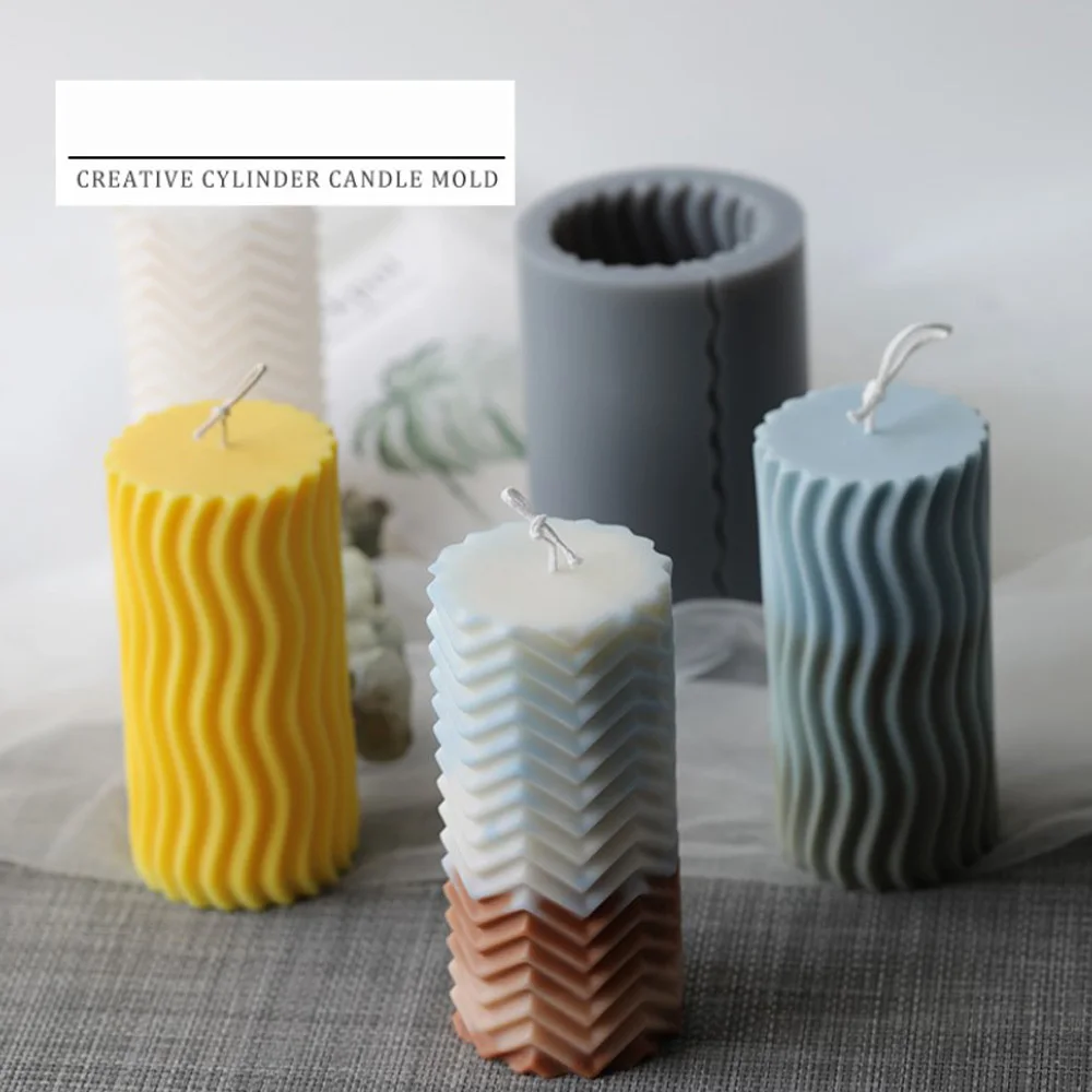 

Water Ripple Geometry Diamond Shaped Aroma Cylinder Candle Mold Plaster Mold DIY Candle Mold