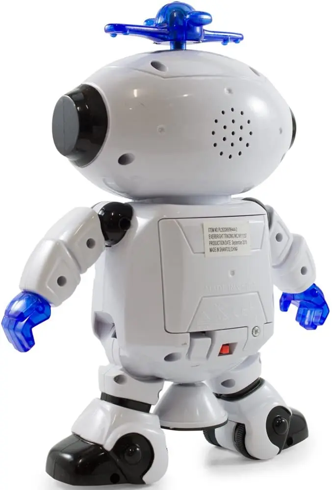 Jouets robots électroniques avec musique et lumières clignotantes colorées, robot qui marche et chante, rotation du corps, cadeau