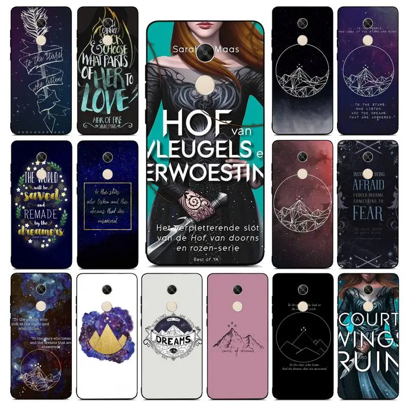 FHNBLJ A Court of Mist and Fury Sarah J Maas Phone Case for RedMi note 4 5 7 8 9 pro 8T 5A 4X case