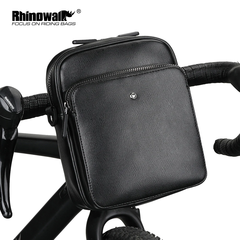 Rhinowalk 2023 Bike Bag Multi-Function Leather Bag Cycling Waterproof Shelf Tube Handlebar Bracket Front Front Bag Shoulder Bag