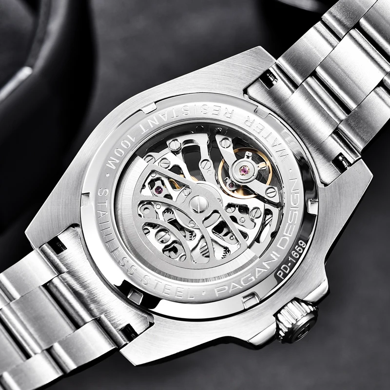 Sapphire Crystal Watch Men Skeleton Automatic Watches Mens 2021 Pagani Design Mechanical Wristwatch 10Bar Diver Ceramics Bezel