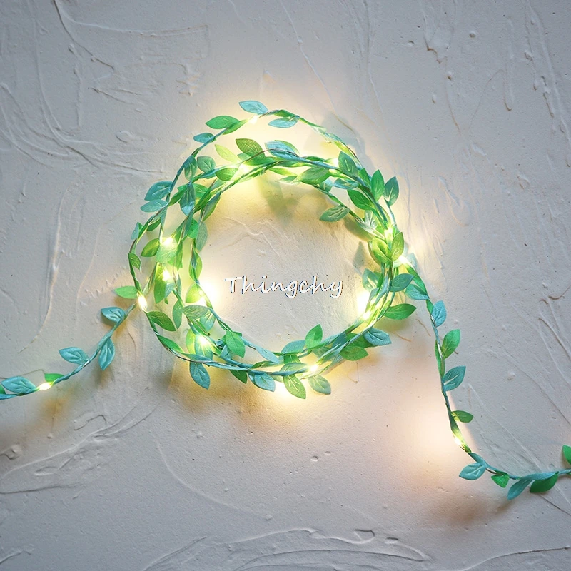 tiny leaves Gradient Twin color fairy light led copper wire string lights for Wedding forest Table  home party Decoration